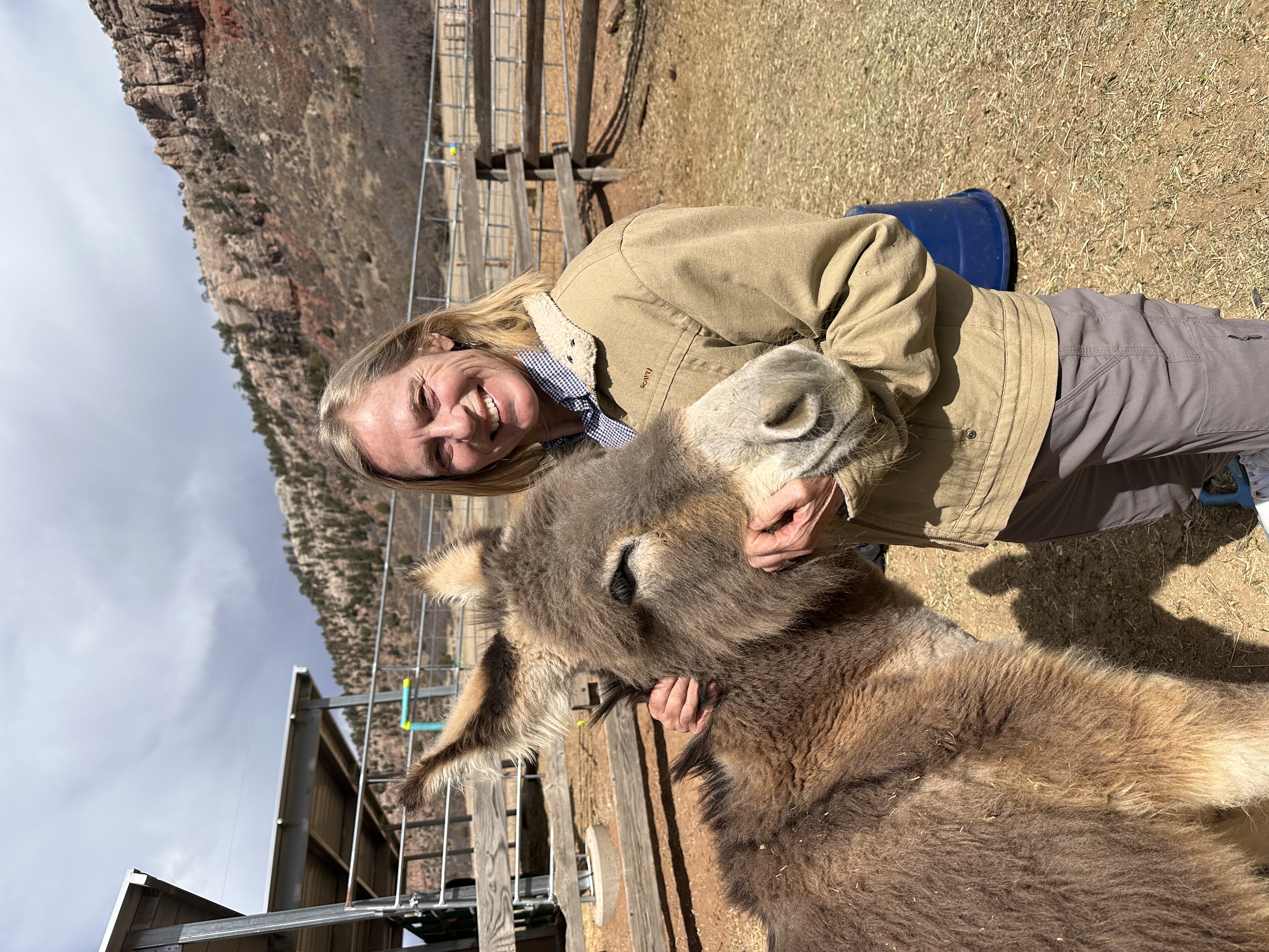 Sabina Kuss with a burro